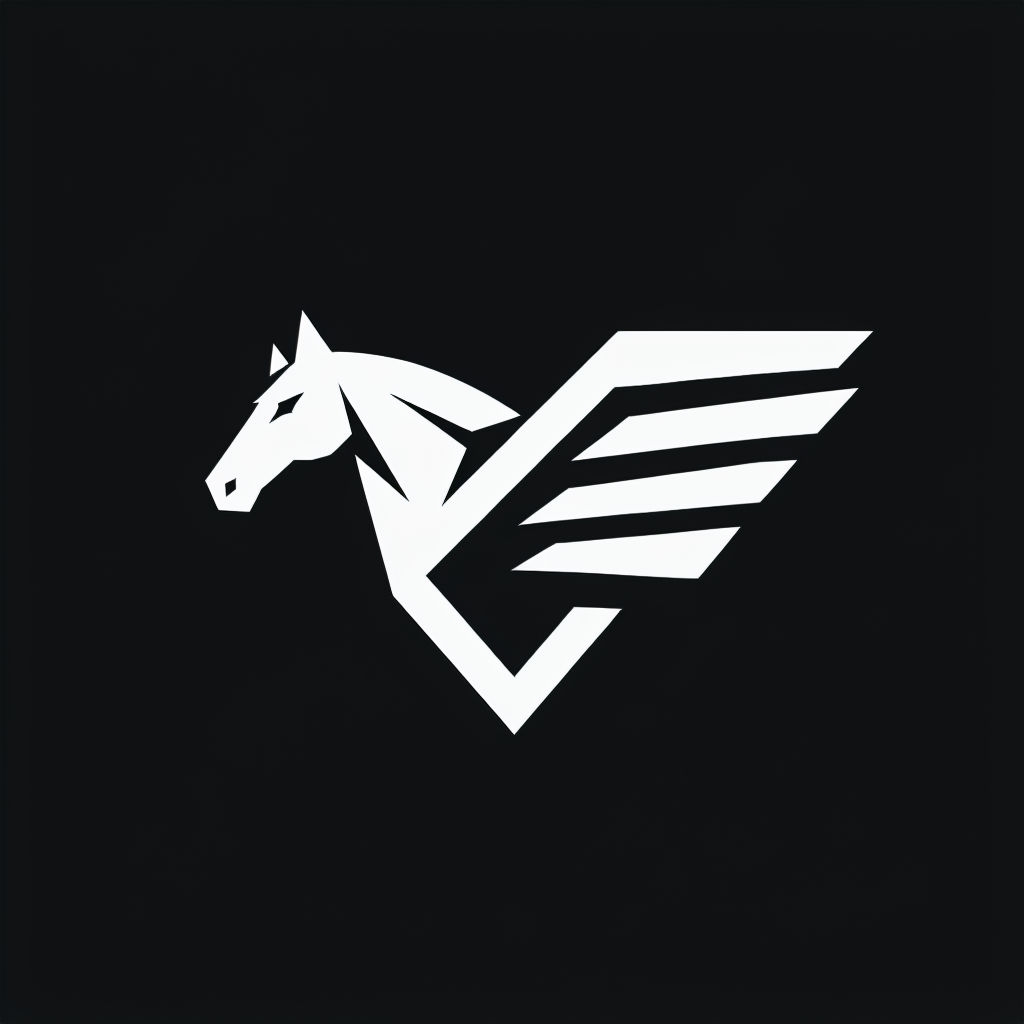 Stylish White Winged Horse Geometric Logo Design