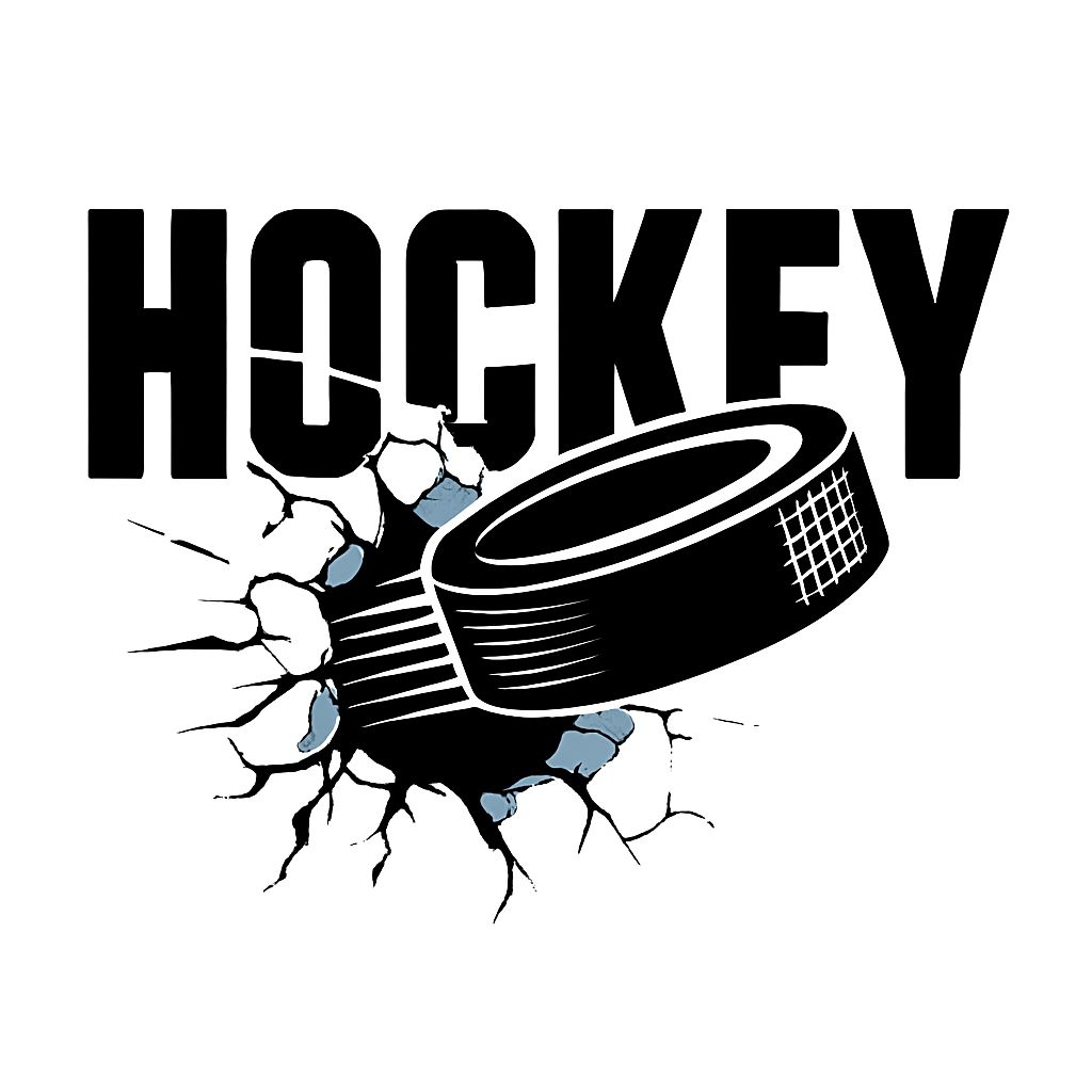 Bold Hockey Puck Vector Design with Cracked Background Sticker