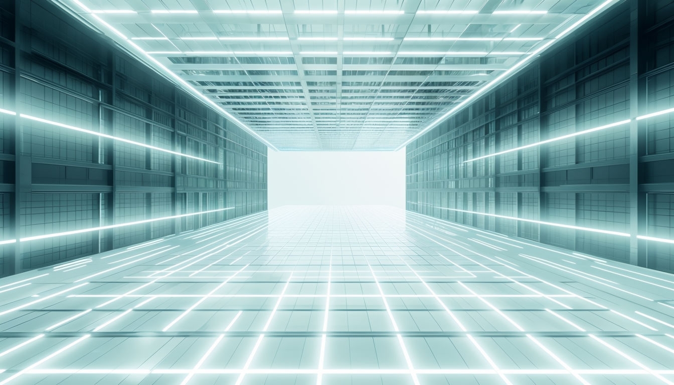 Futuristic Atrium with Glowing LED Lights Virtual Background