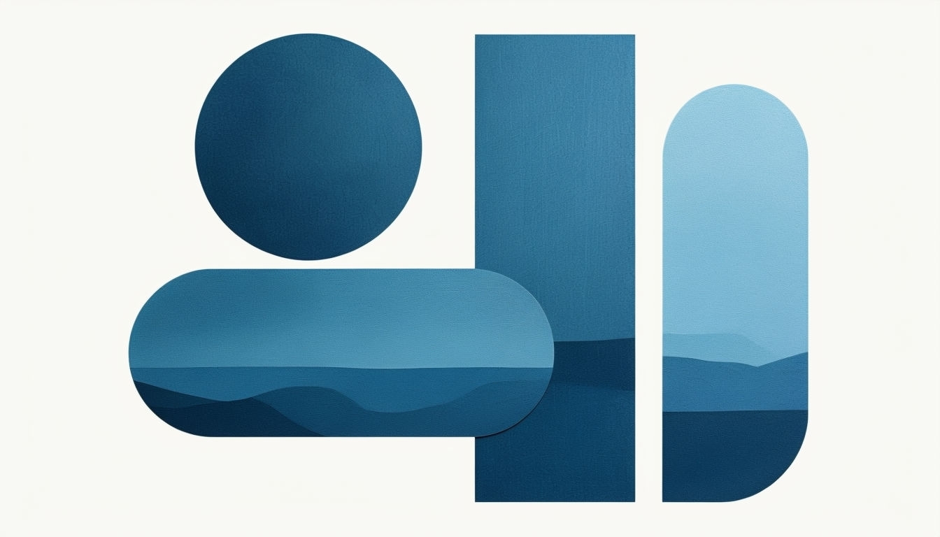 Ocean Blue Minimalist Geometric Art for Poster