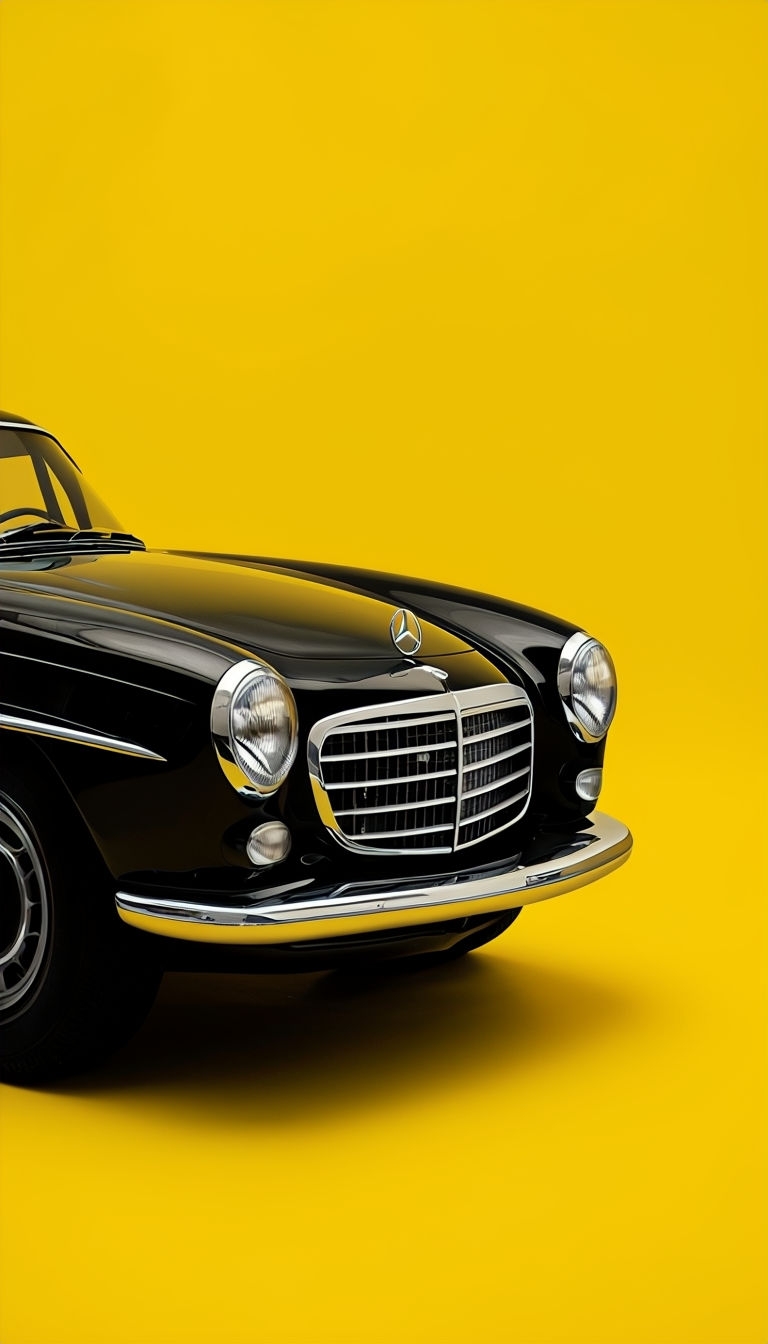 Classic Black Mercedes-Benz Minimalist Car Photography Mobile Wallpaper