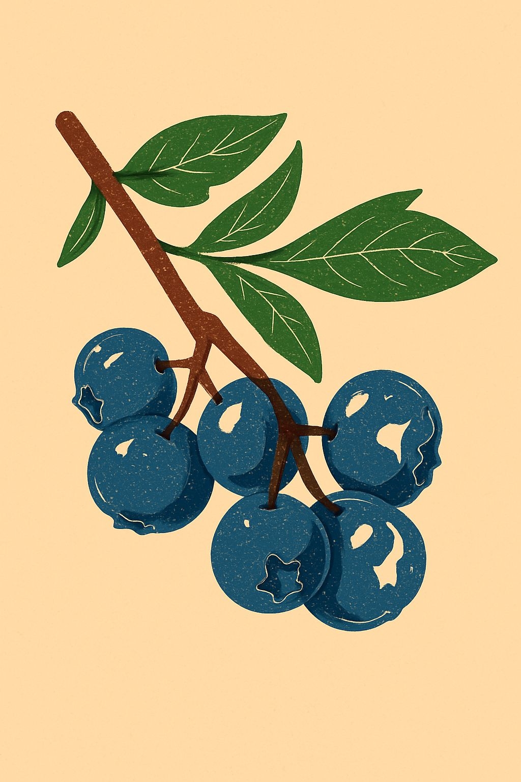 Minimalist Blueberry Branch Illustration T-Shirt