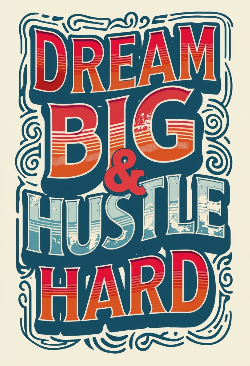 Dream Big & Hustle Hard Motivational Poster Design