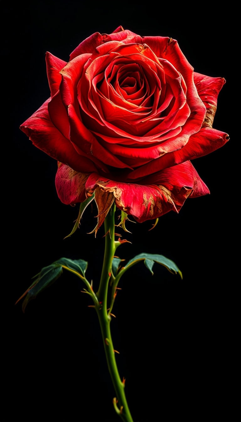 Elegant Red Rose on Black Background Mobile Wallpaper