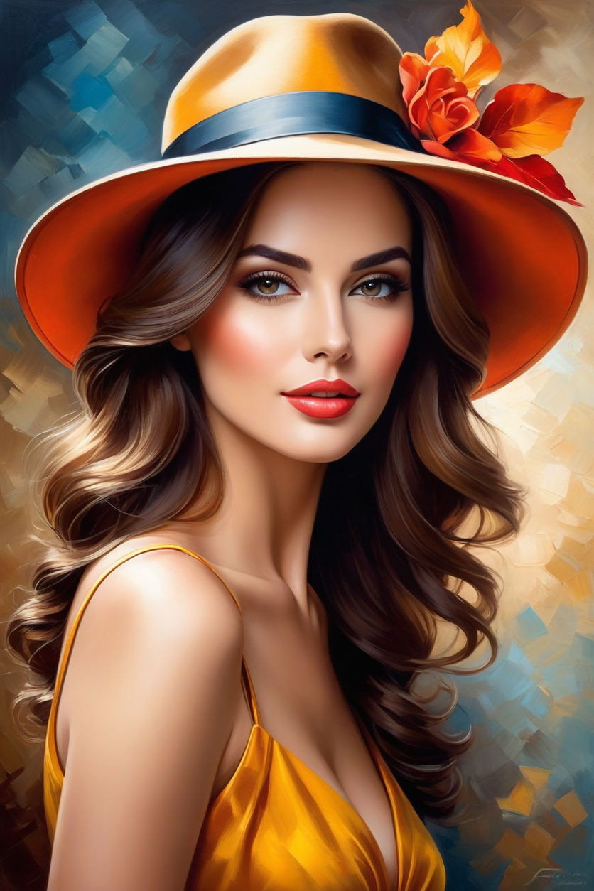 Beautiful woman with a hat of a beautiful European woman by Olga ...