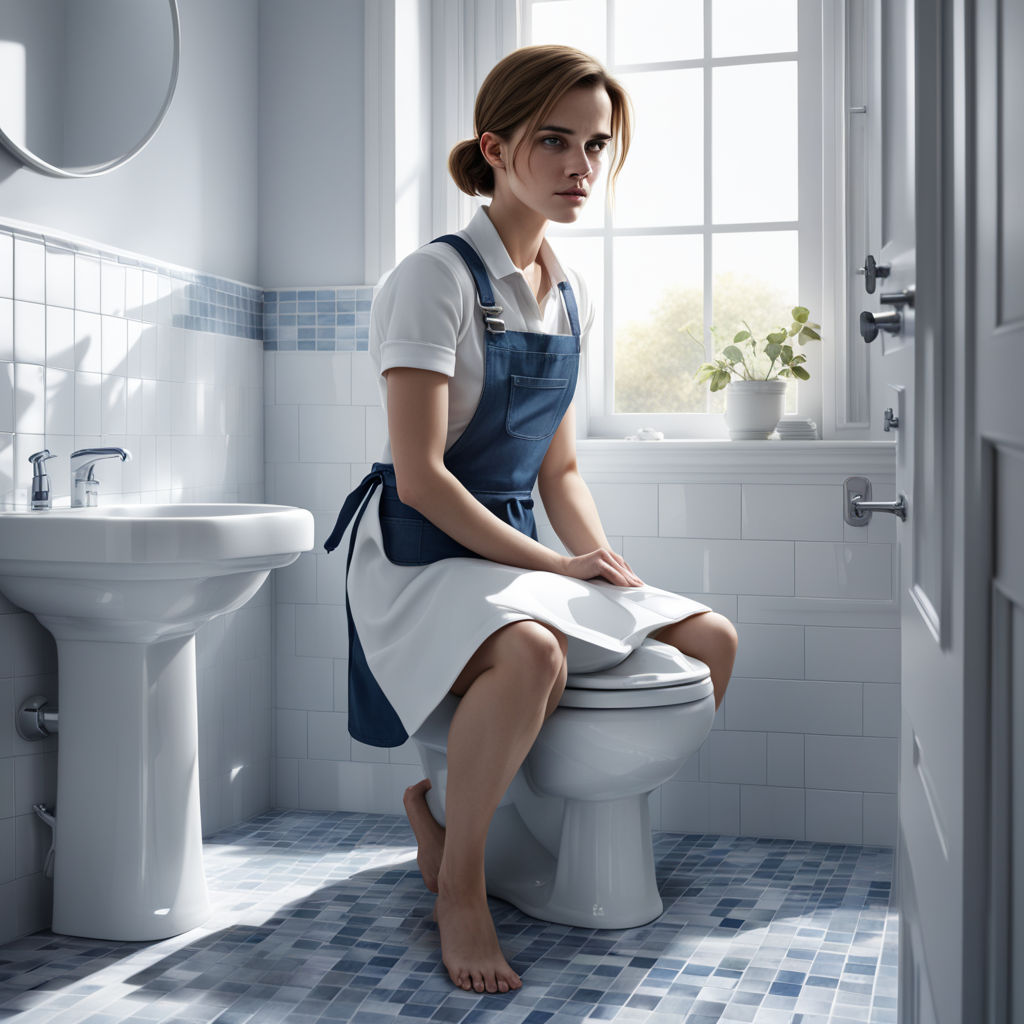 a scene of Emma Watson sitting in the toilet