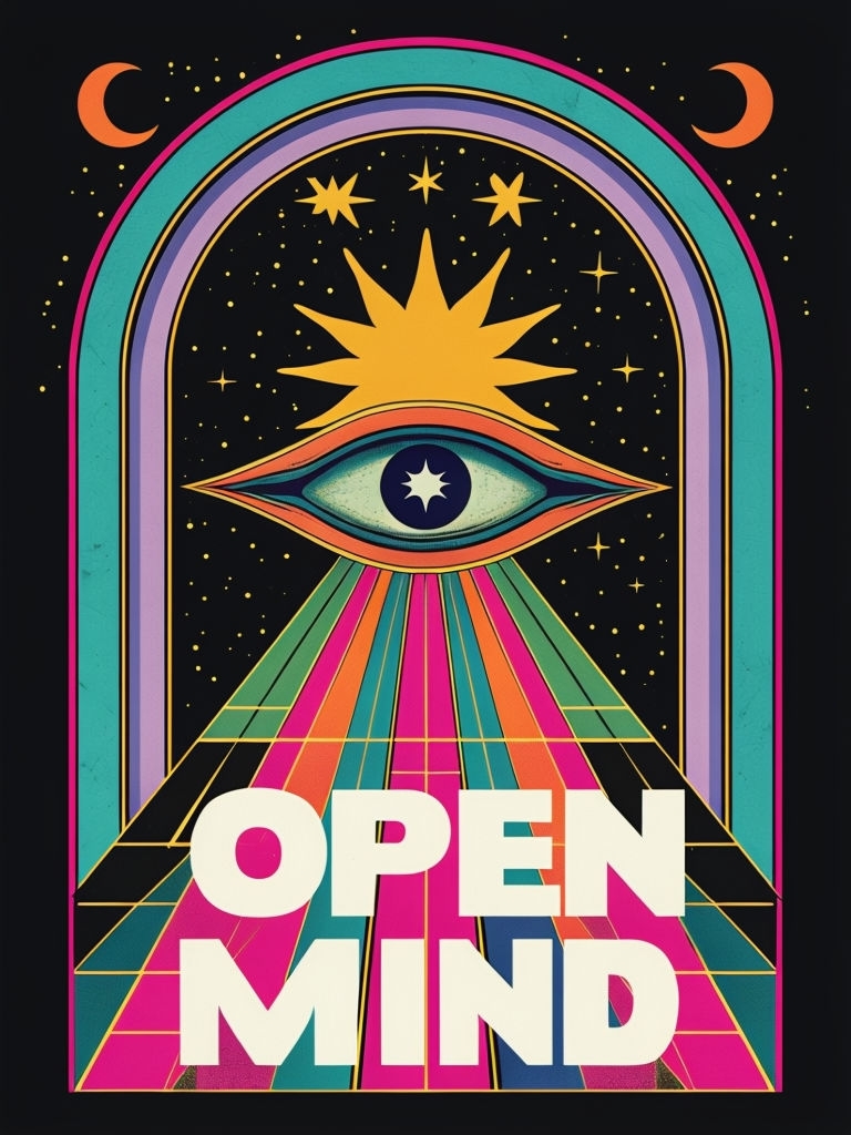 Vibrant Psychedelic All-Seeing Eye Open Mind Poster