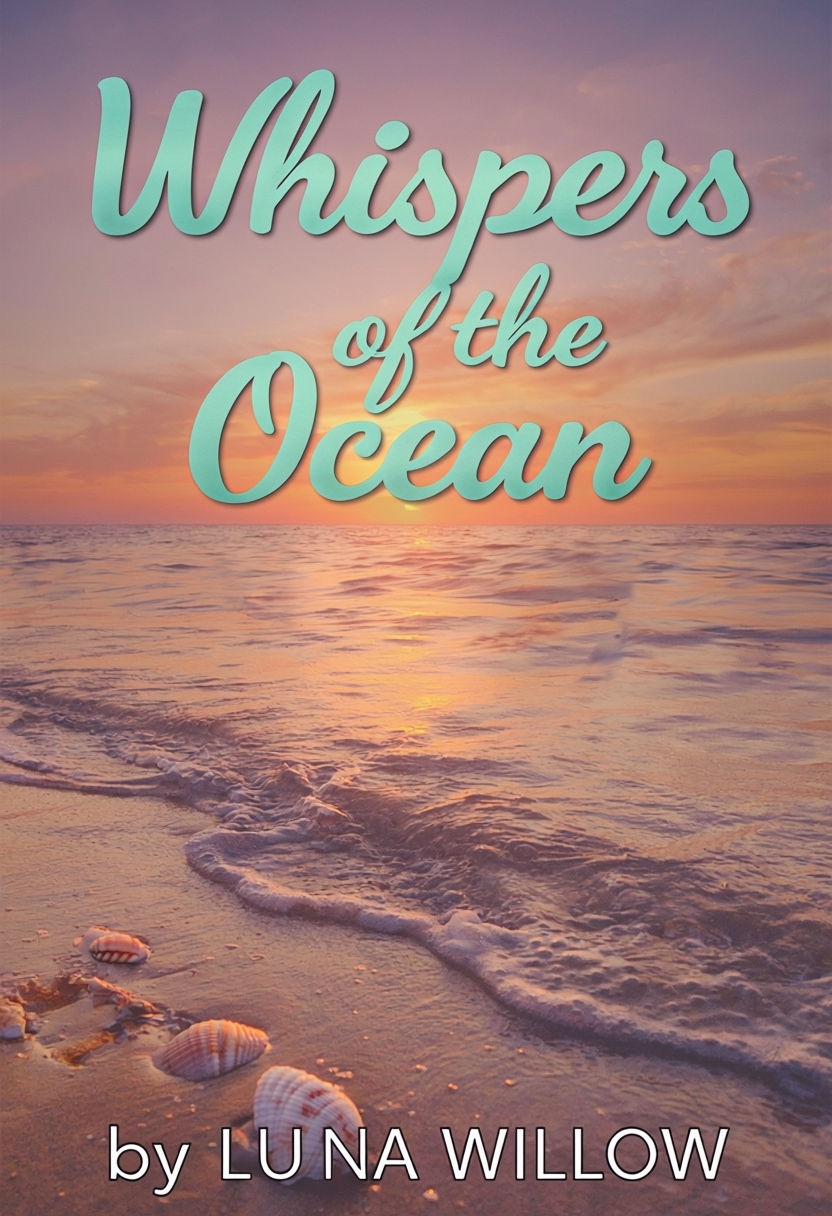 Serene Beach Sunset eBook Cover for 'Whispers of the Ocean' by Luna Willow