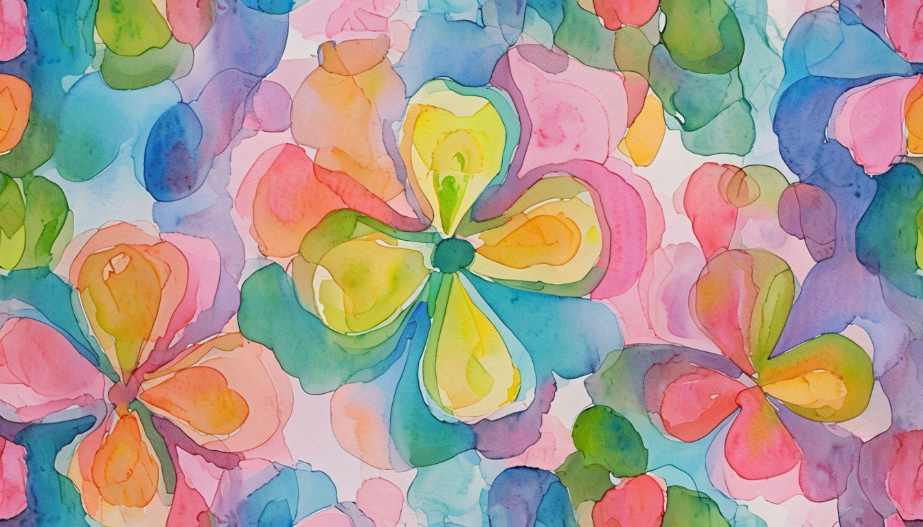 Vibrant Abstract Floral Watercolor Wallpaper for Virtual Backgrounds