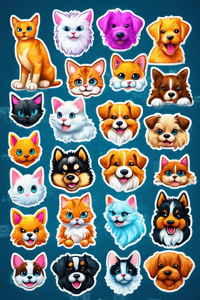 28 icons. Realistic different cat and dog breeds sticker de... by Tomer ...