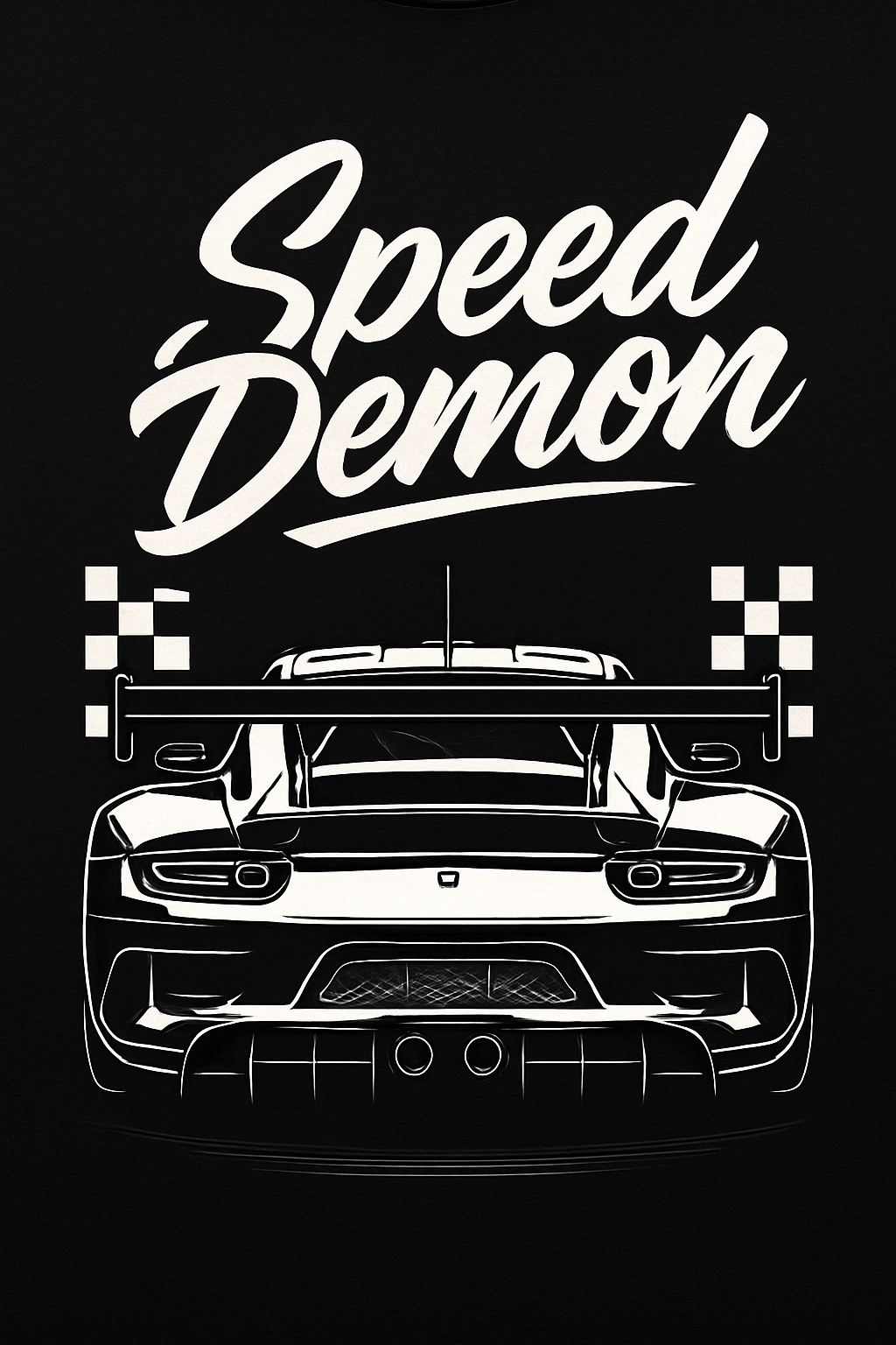 Speed Demon Monochrome Sports Car Graphic T-Shirt