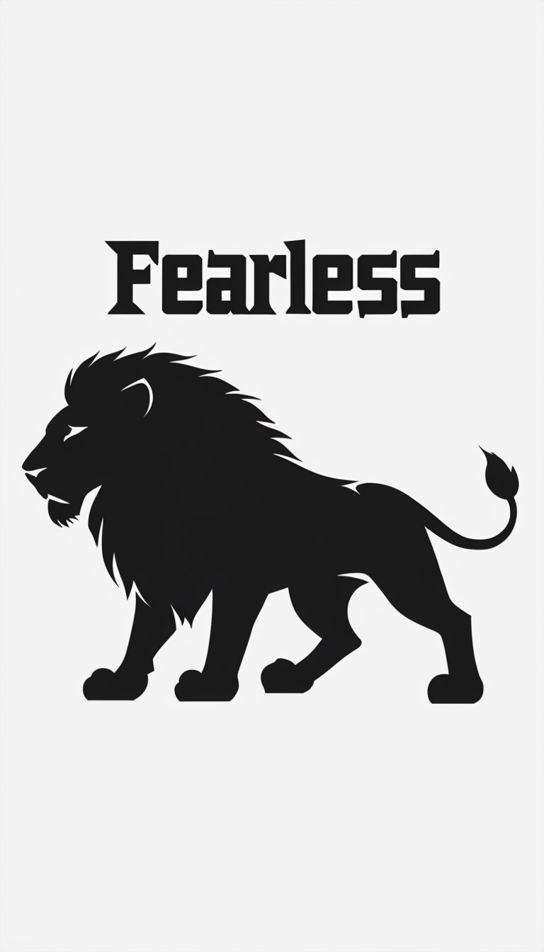 Fearless Bold Lion Silhouette Art for Courage and Resilience Poster