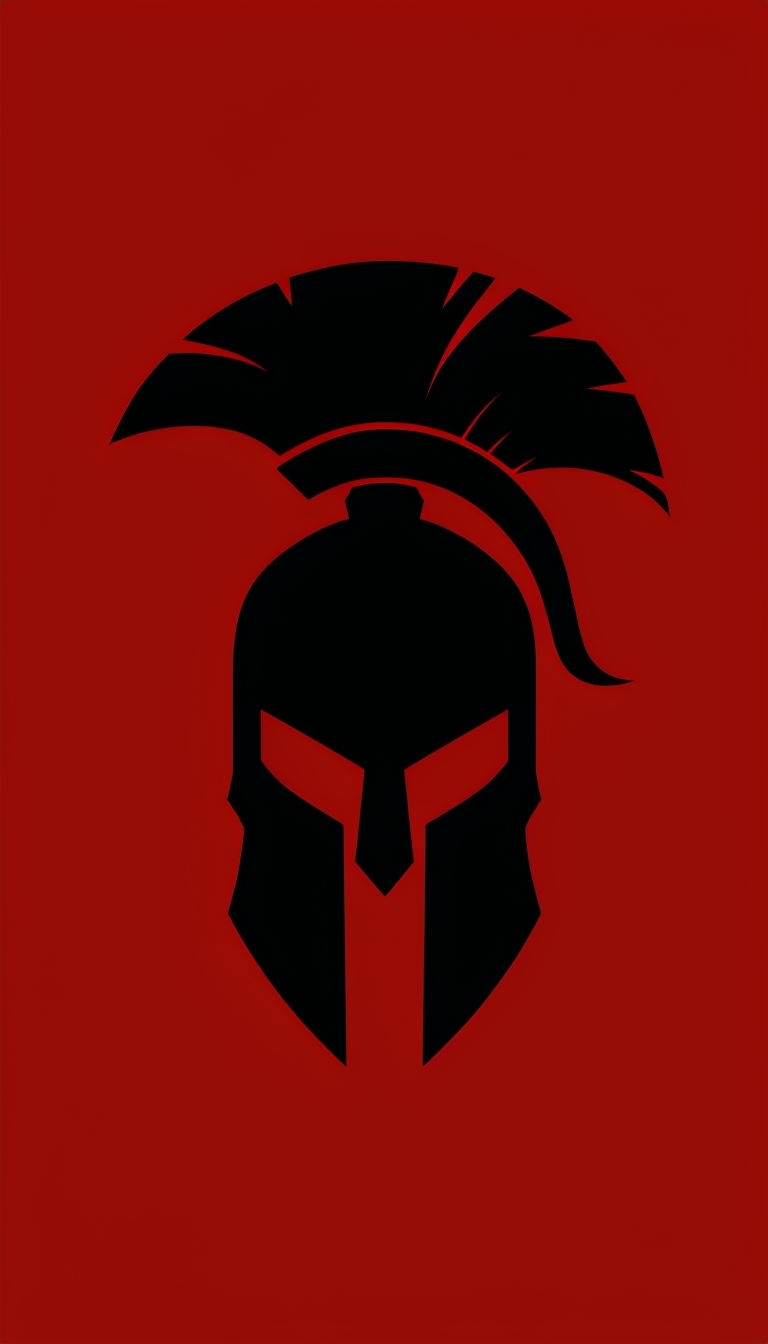 Minimalist Blood Red Spartan Helmet Silhouette Mobile Wallpaper