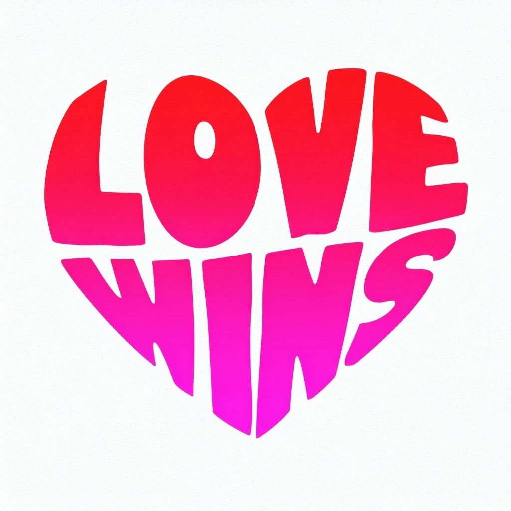 Love Wins Heart Shaped Design T-Shirt