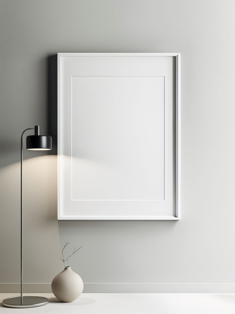 Elegant A4 Blank Art Print Frame with Minimalist Decor Mockup