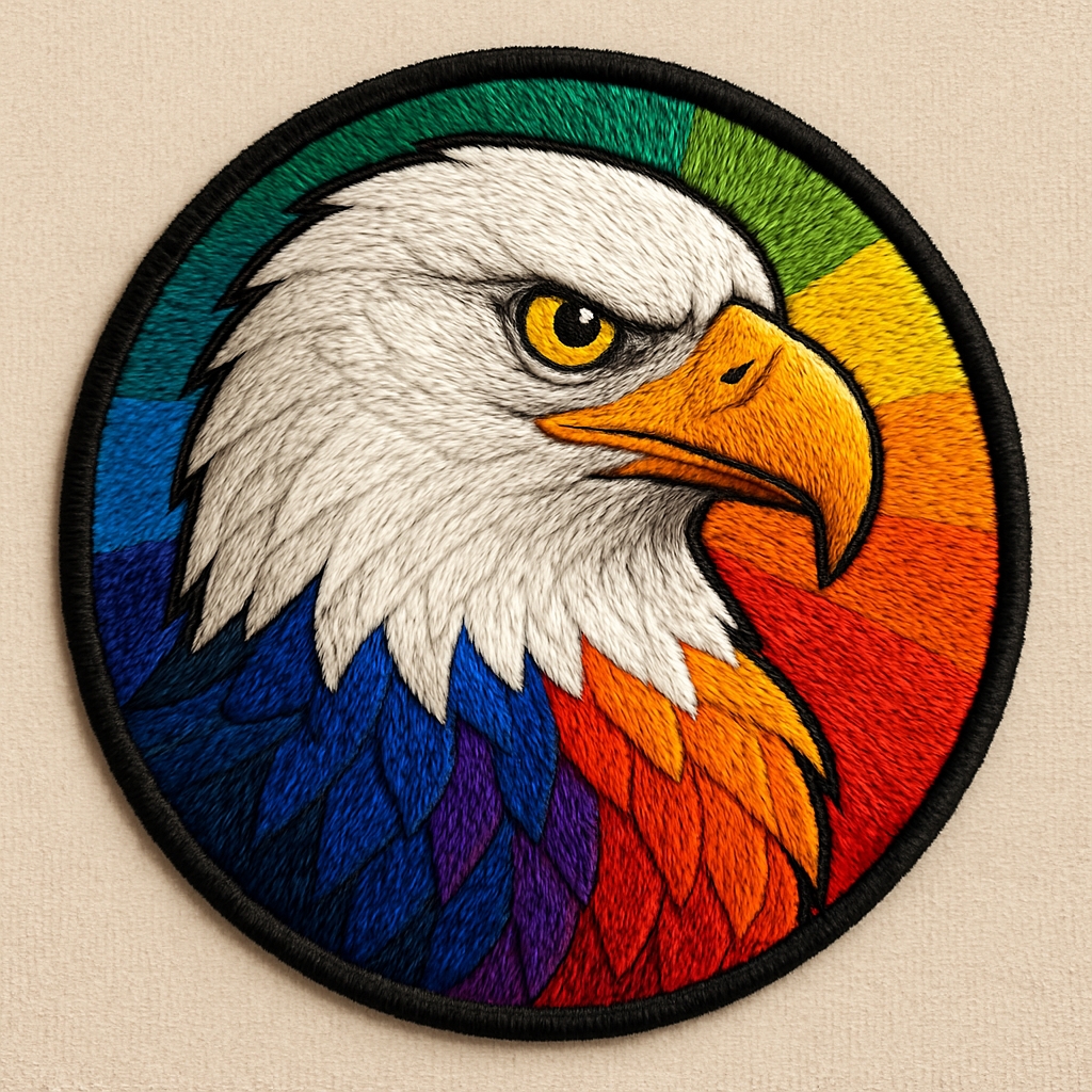 Colorful Eagle Head Embroidered Patch Design for Hats
