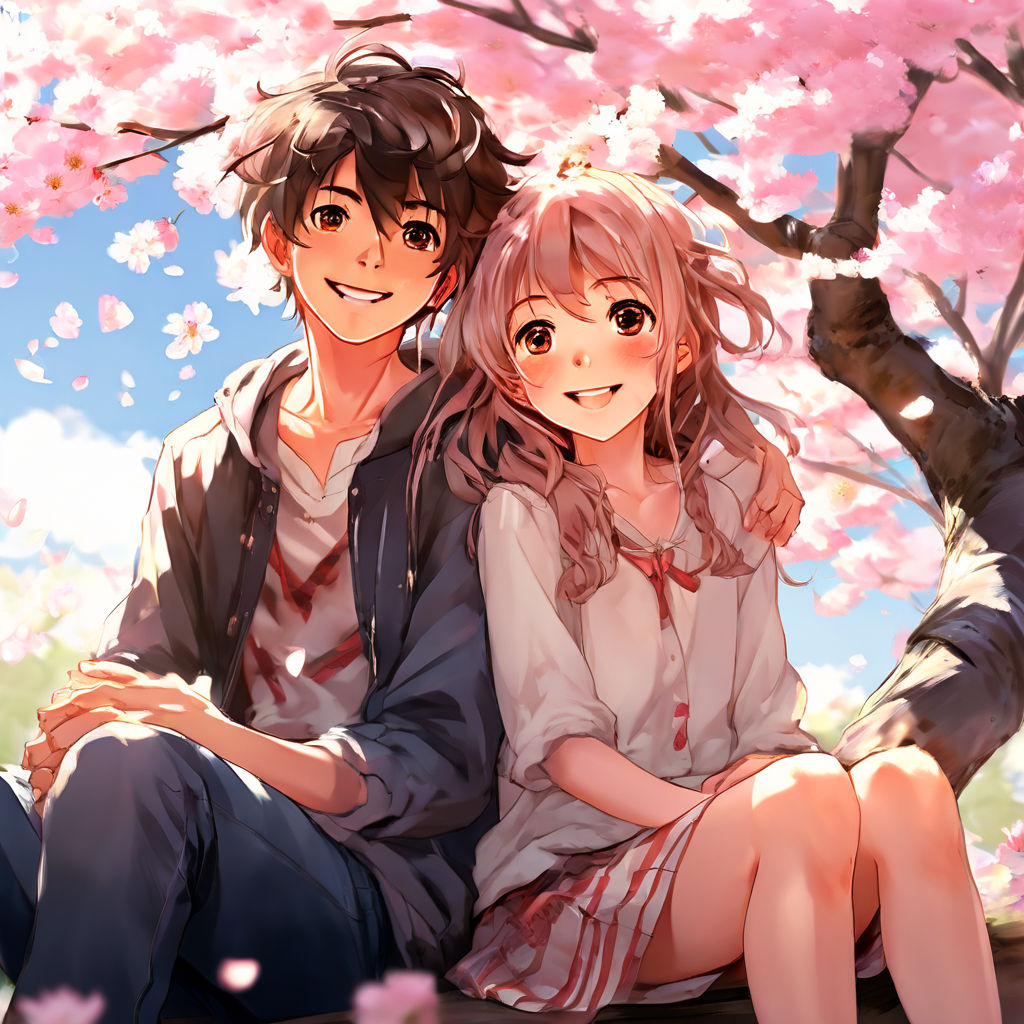 happy cute anime couple