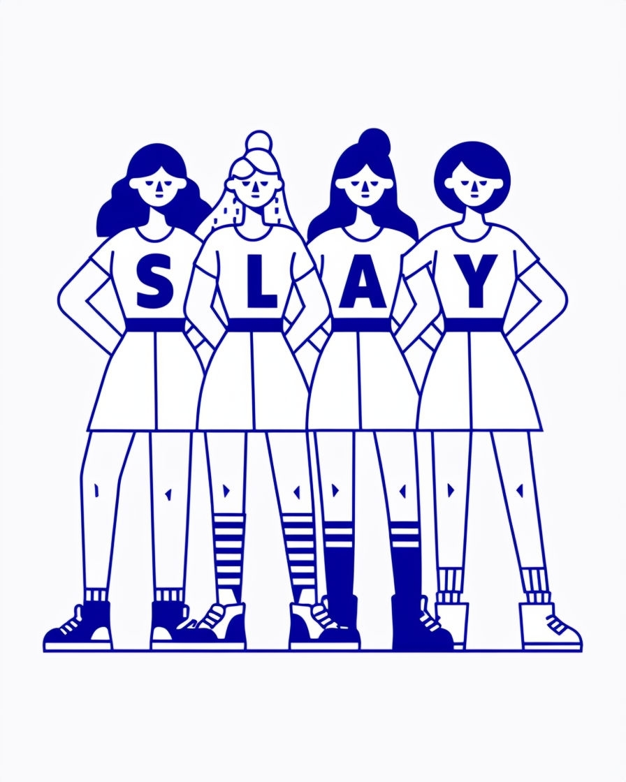 Minimalist Line Drawing of Confident Women SLAY T-Shirt