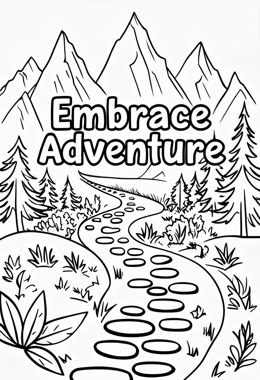 Embrace Adventure Motivational Quote Coloring Book Page