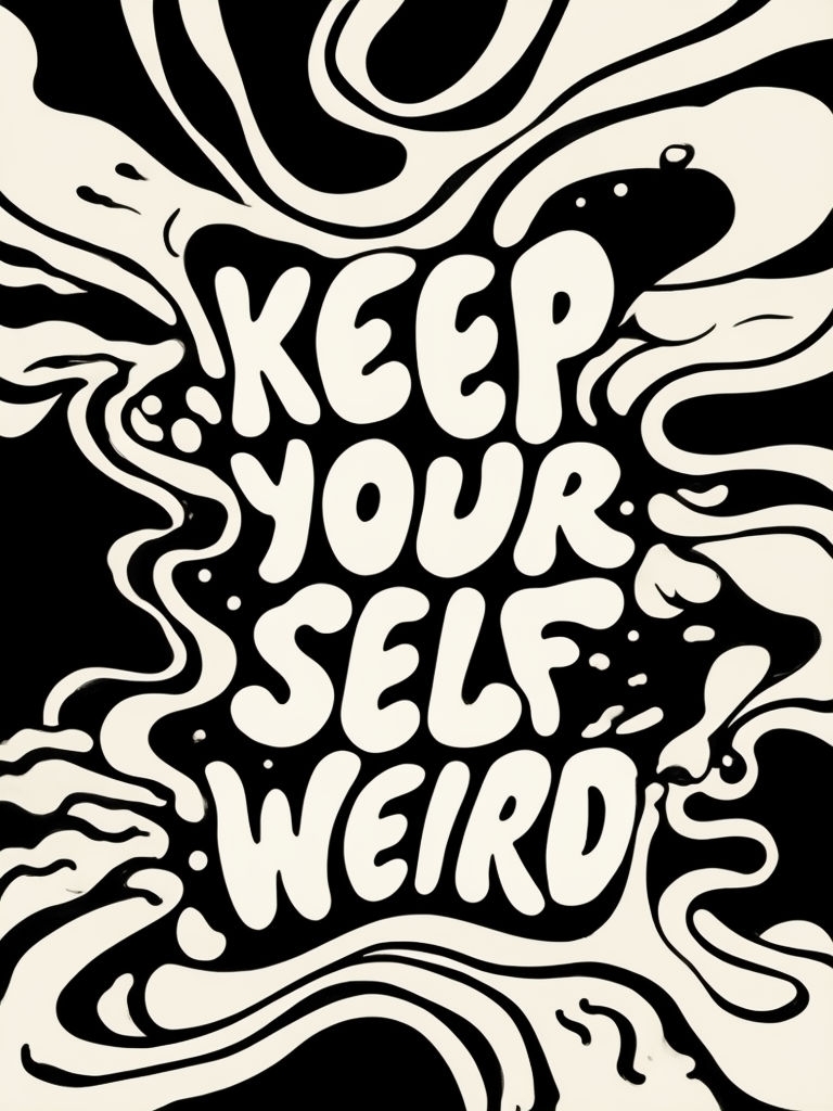 Keep Your Self Weird Motivational Black and White Poster