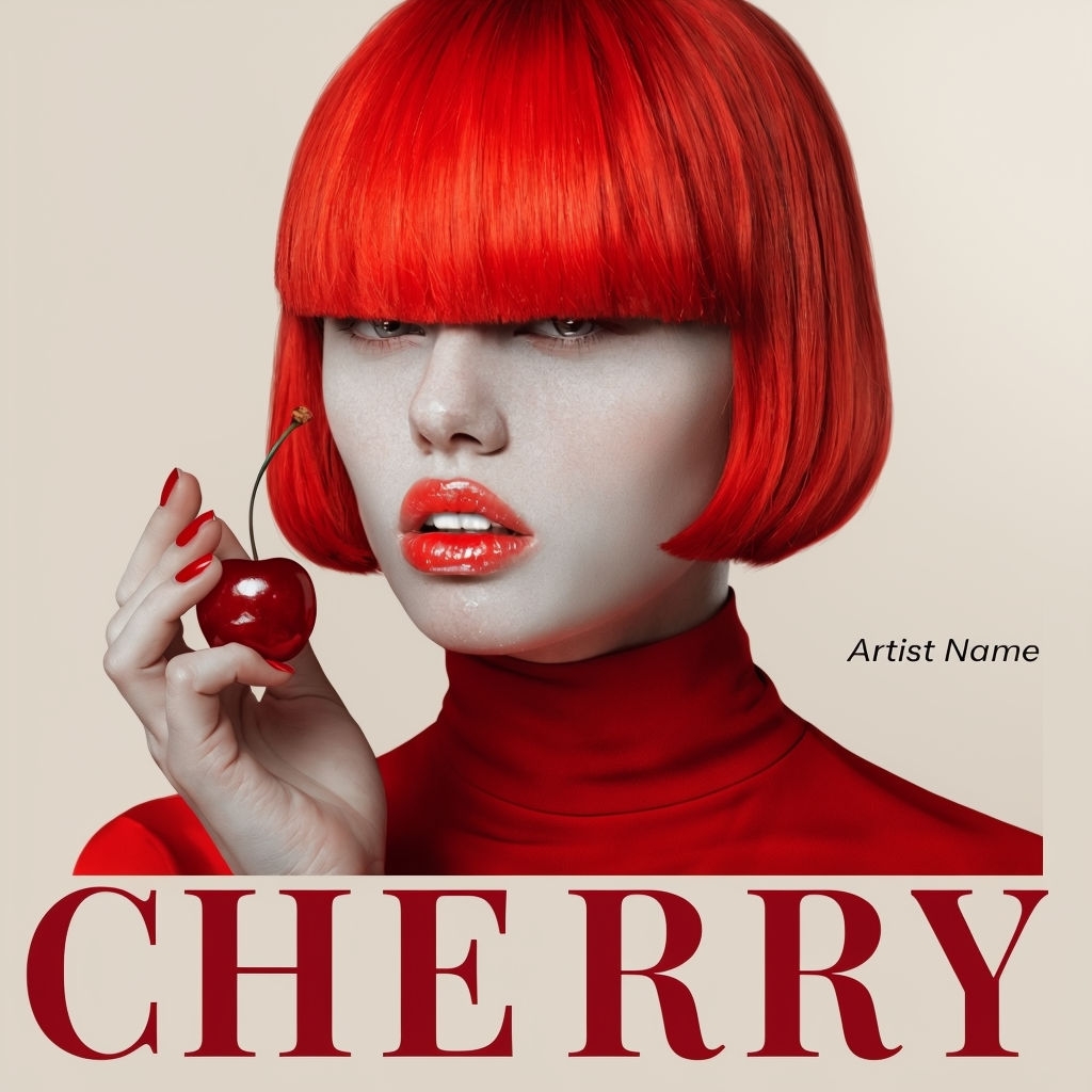 Vibrant Red Hair and Cherry Portrait Illustration for Album Cover ...