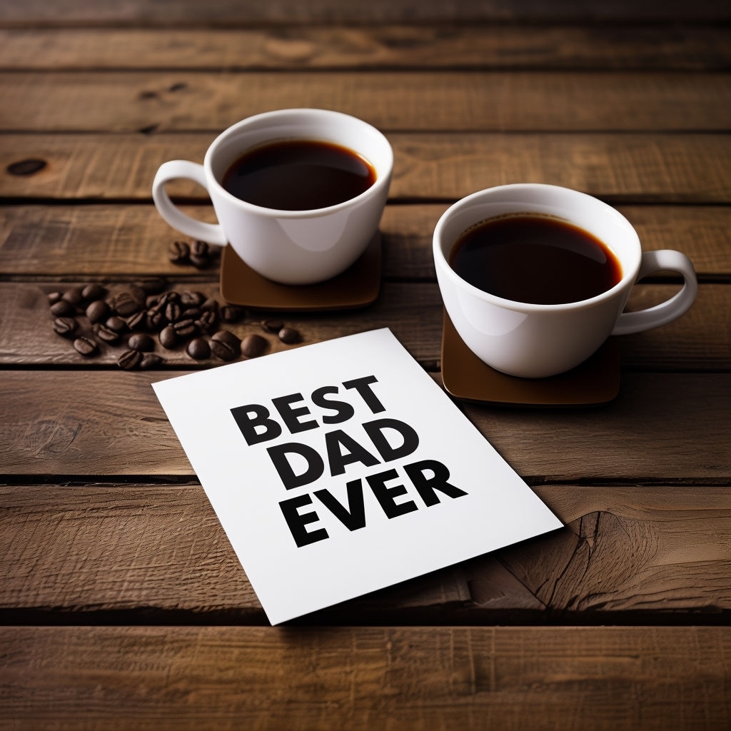 Warm Coffee Cups and Best Dad Ever Card Still Life Social Media Post