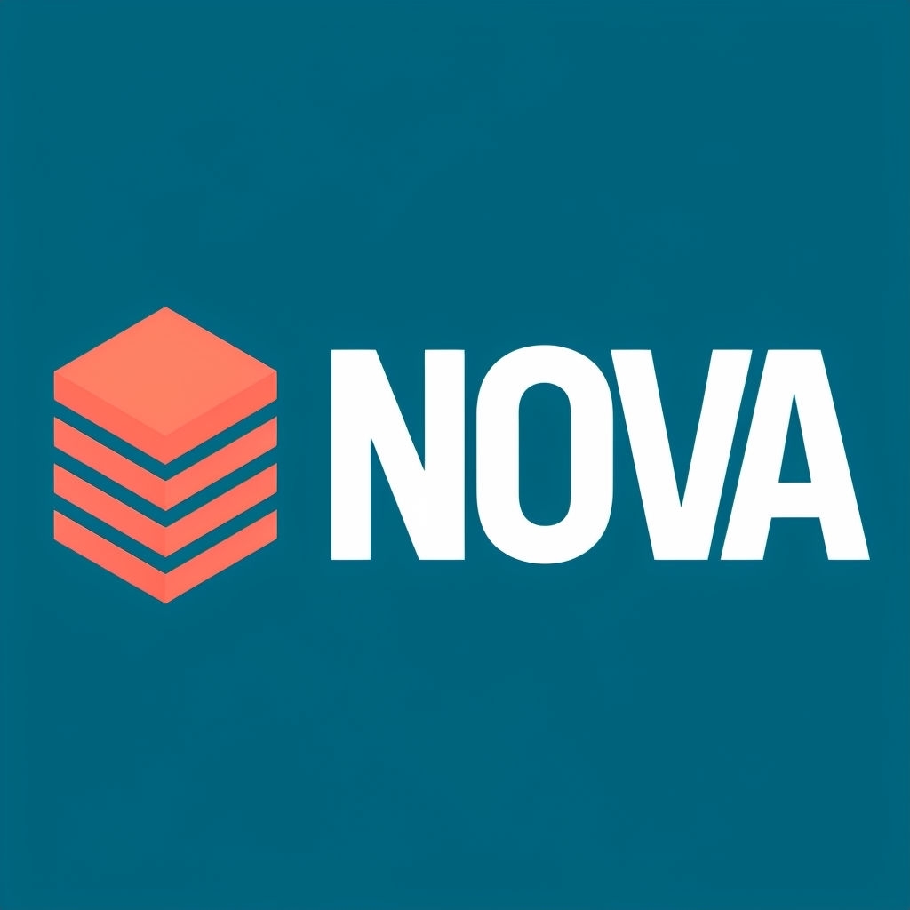 Minimalist NOVA Logo with Coral Triangular Prism Design Logo