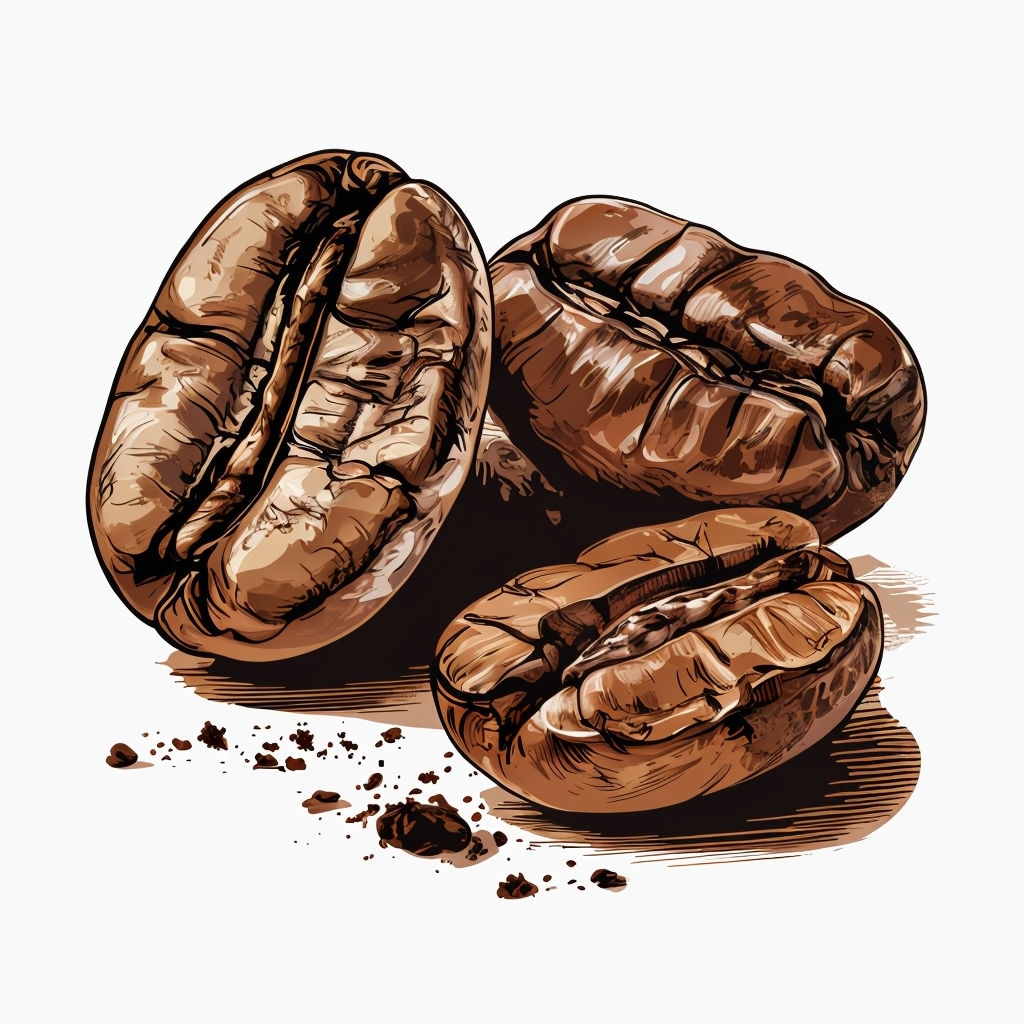 Realistic Coffee Beans Illustration with Textured Details Mug