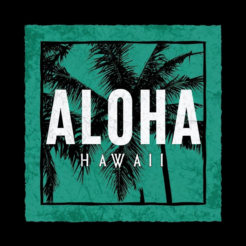 Aloha Hawaii Tropical Palm Fronds Graphic T-Shirt