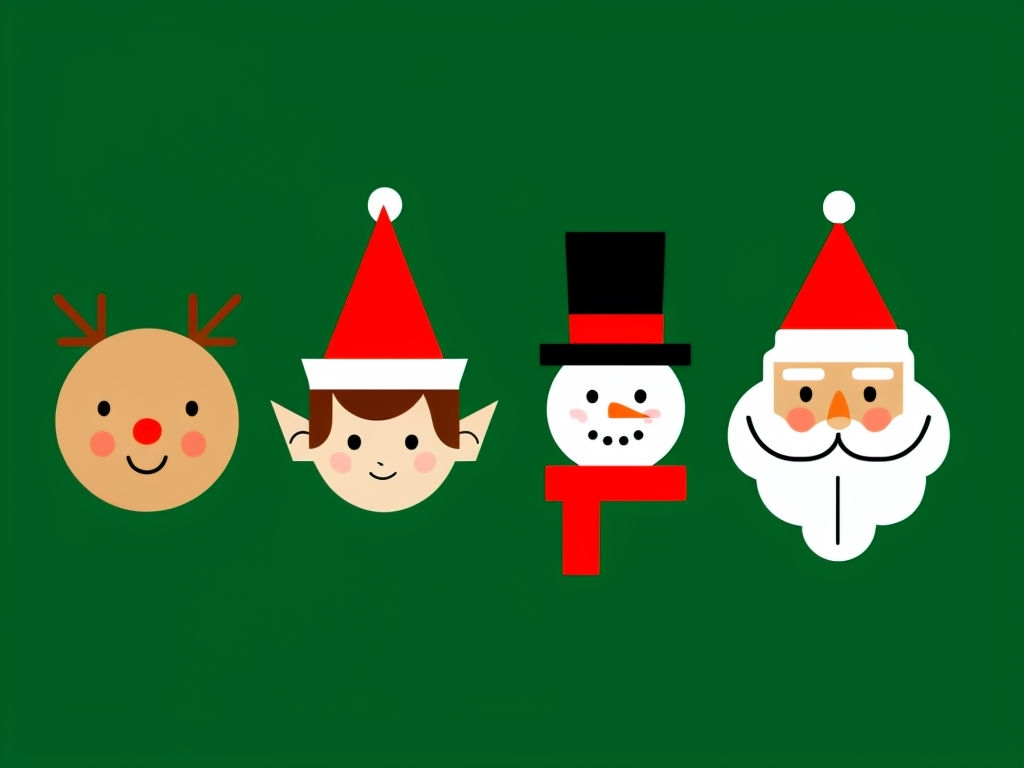 Cheerful Cartoon Holiday Characters Illustration for Cards & Invites