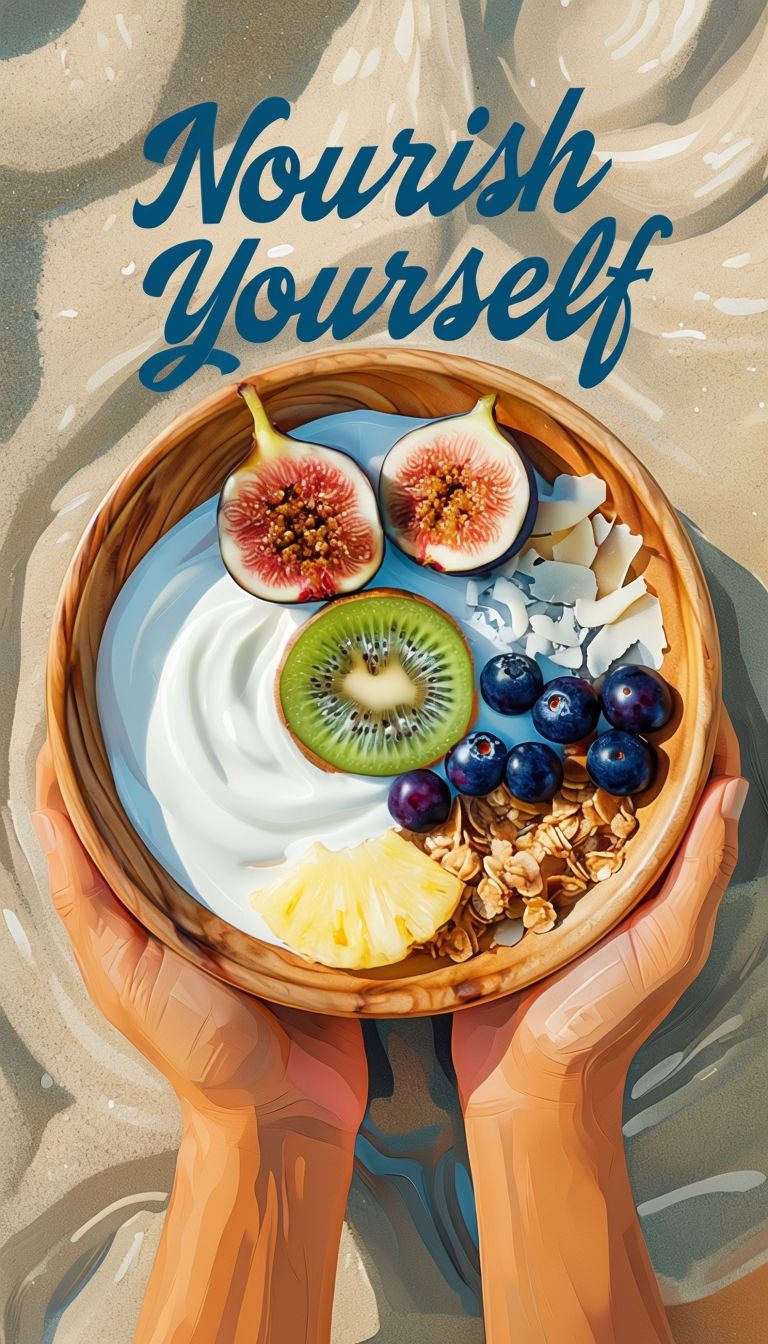 Nourish Yourself Tropical Fruits Bowl Art Poster