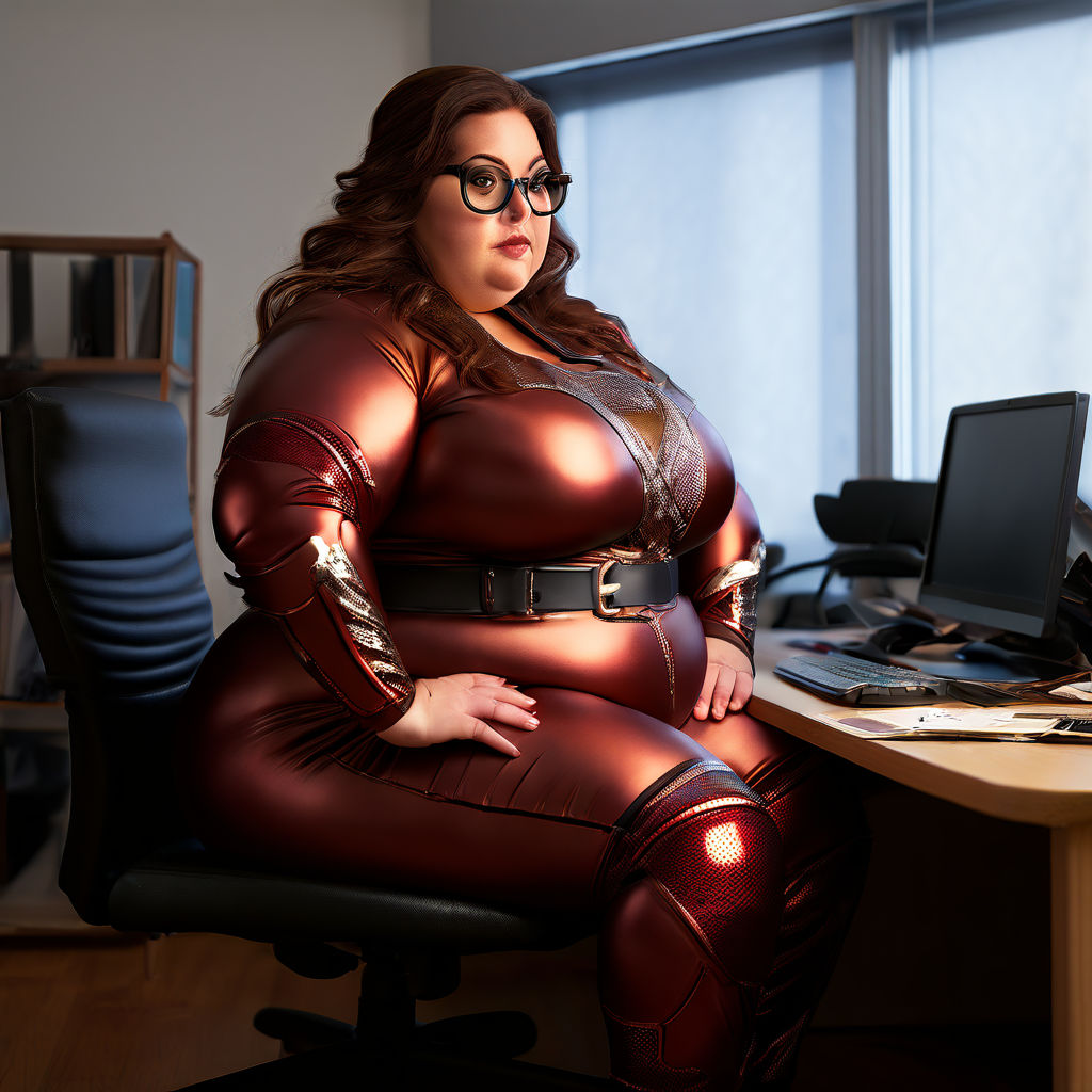 Wery fat women in a tight rubber suit