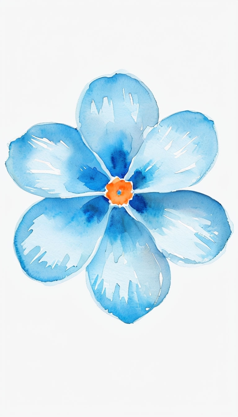 Delicate Blue Watercolor Flower Illustration Phone Case Cover
