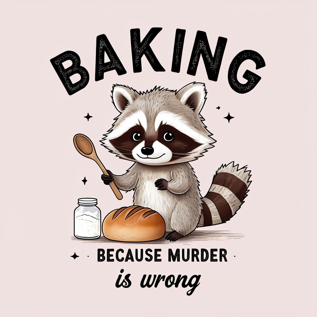 Whimsical Raccoon Baking Humor T-Shirt
