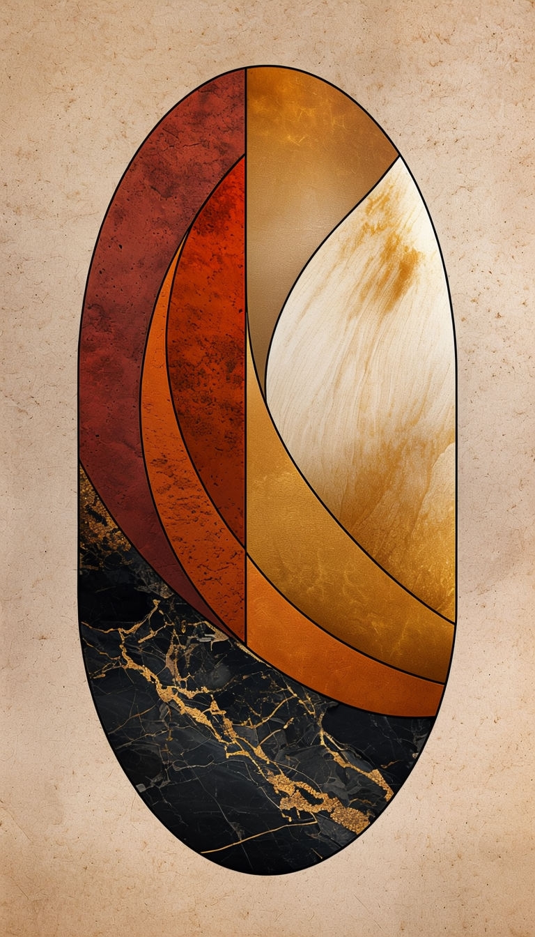 Abstract Geometric Oval Art with Textures and Colors Phone Case Cover