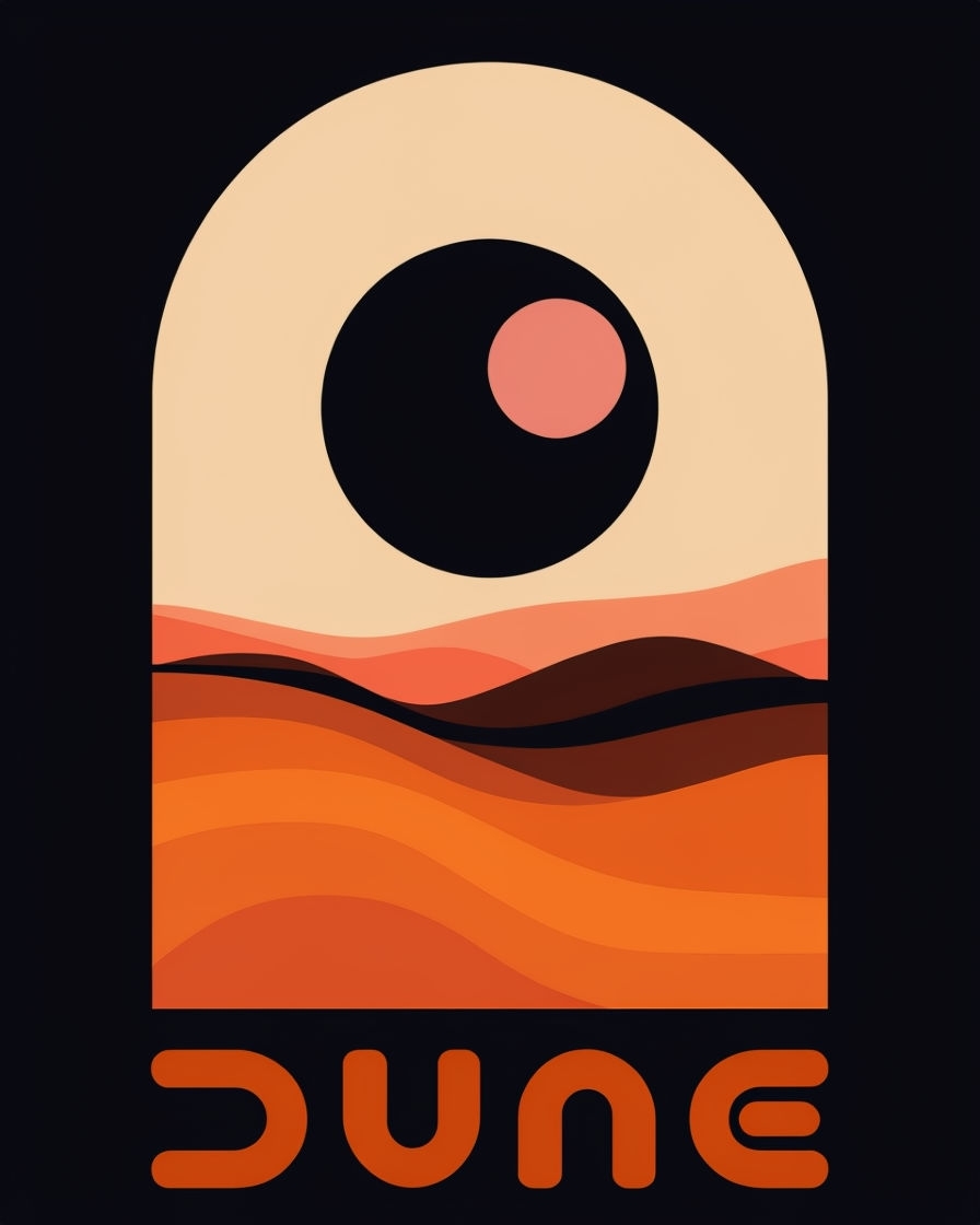Stylized Dune Desert Landscape Minimalist Poster Design
