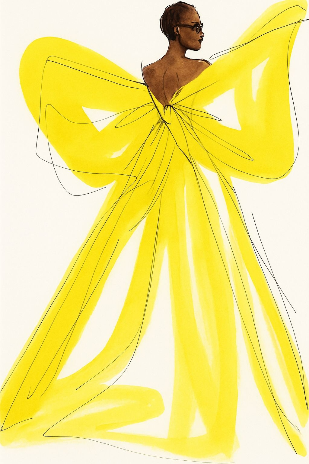 Elegant Yellow Gown Fashion Illustration T-Shirt