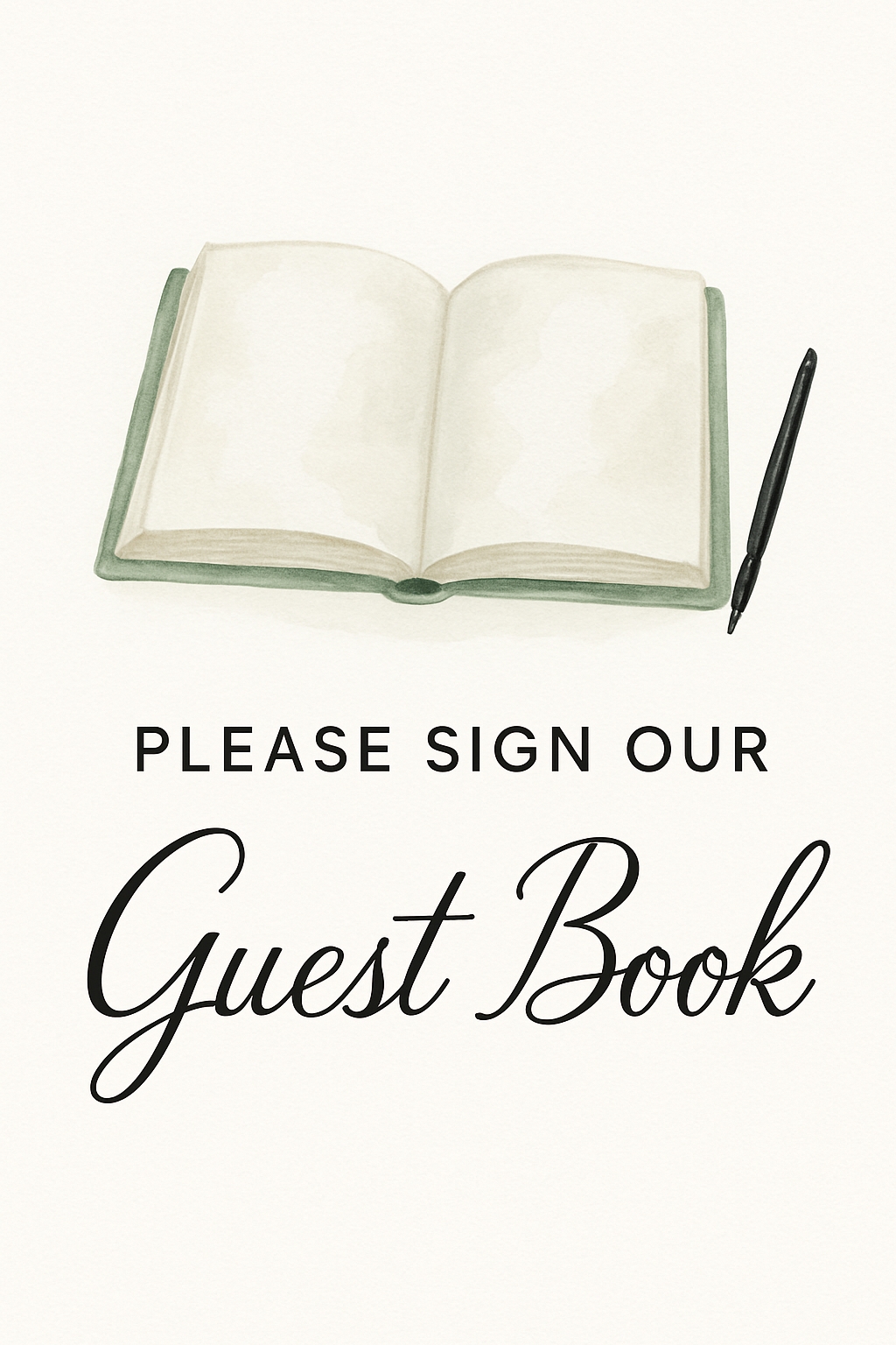 Elegant Watercolor Guest Book Sign with Minimalist Design Event Sign
