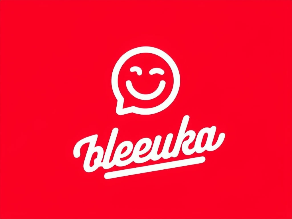 Vibrant Red Bleeuka Smiley Face Logo Design