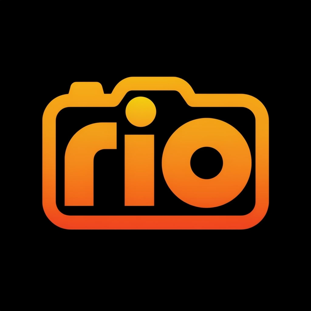 Modern Minimalist Camera Logo with Warm Gradient Text