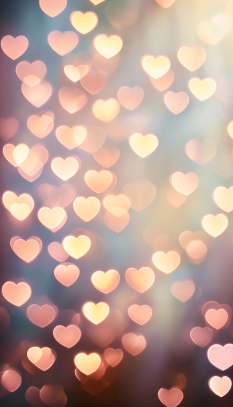 Romantic Rose Gold Bokeh Heart Lights Abstract Mobile Wallpaper