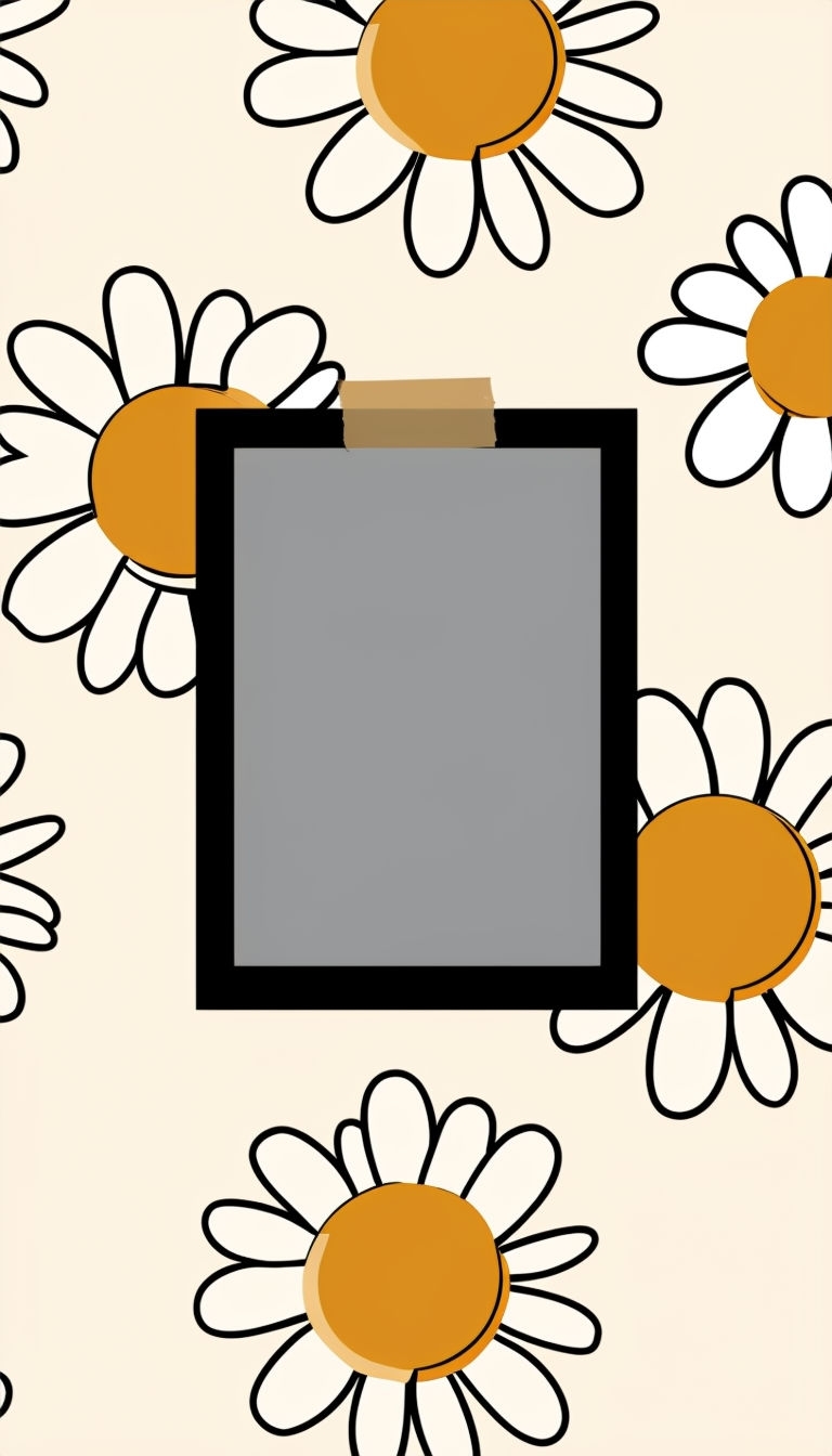 Minimalist Floral Frame Design with Playful Daisy Patterns Social Media Post