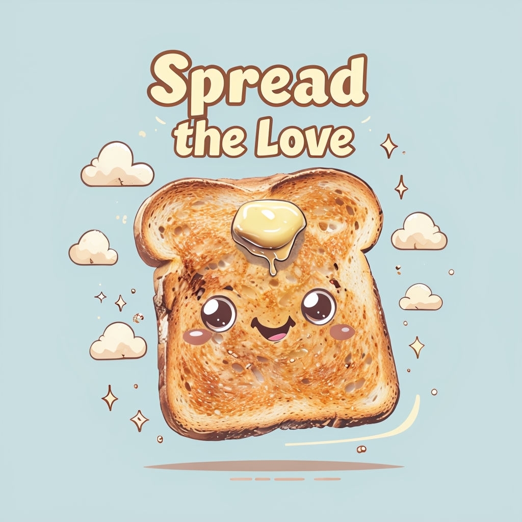 Cheerful Toast with Butter and 'Spread the Love' Design Poster