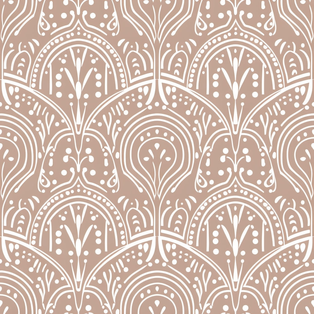 Elegant White Arch and Teardrop Geometric Pattern Seamless Pattern