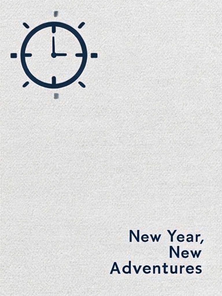 Minimalistic New Year Greeting Card with Clock Illustration and Modern Typography Card