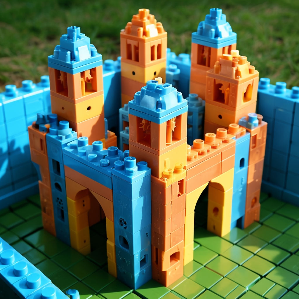 Colorful Plastic Building Block Castle Photography Art