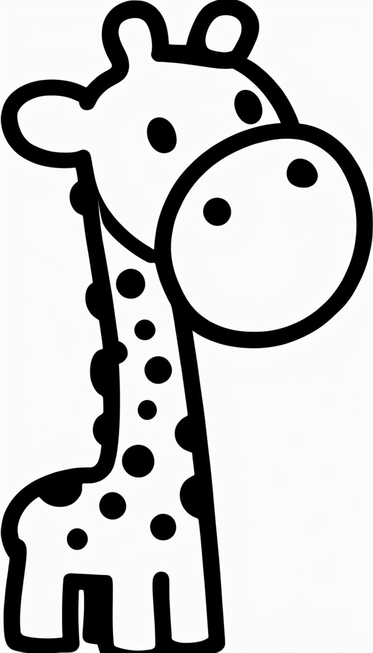 Playful Monochrome Cartoon Giraffe Illustration for Coloring Book Pages