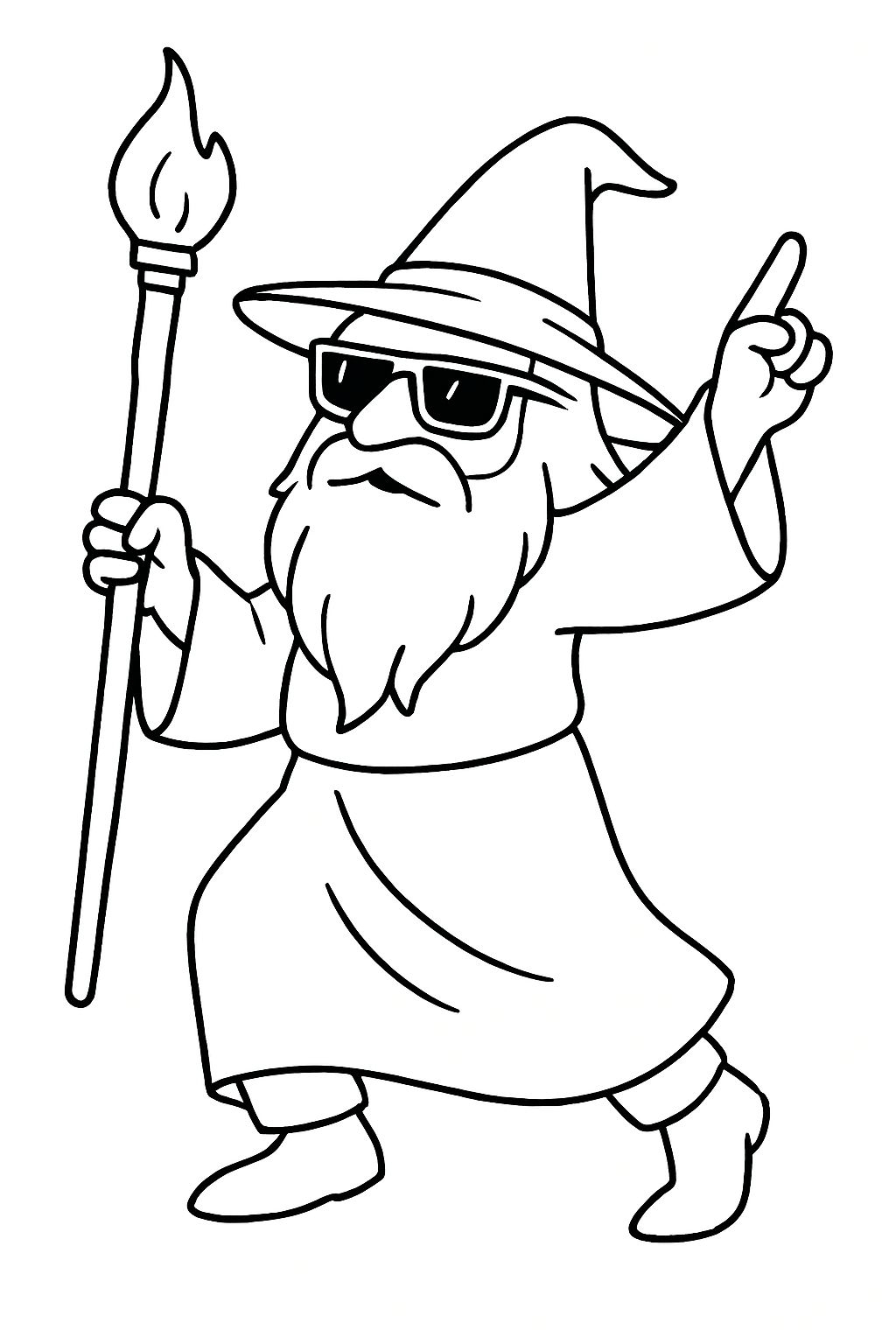 Playful Cartoon Wizard Character Illustration Coloring Book Pages