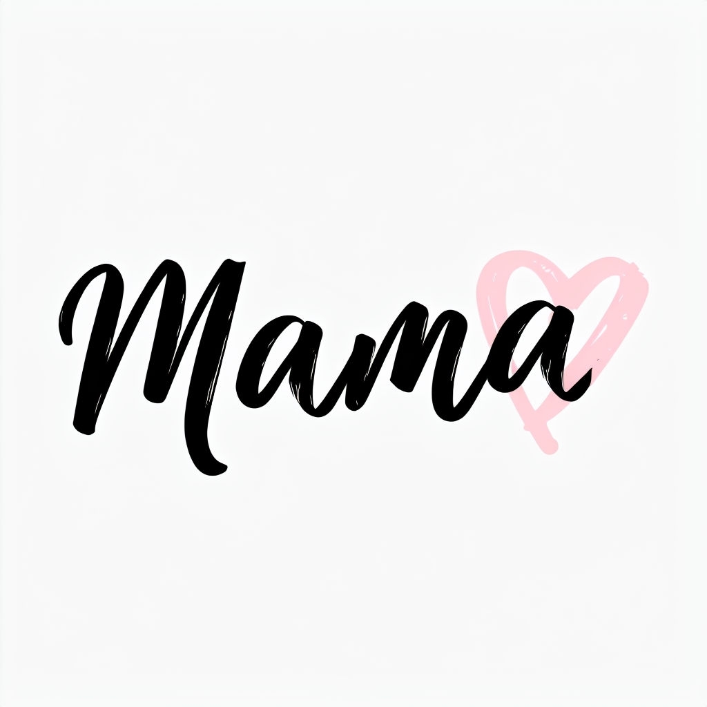 Cursive Mama Typography with Heart Illustration Sticker