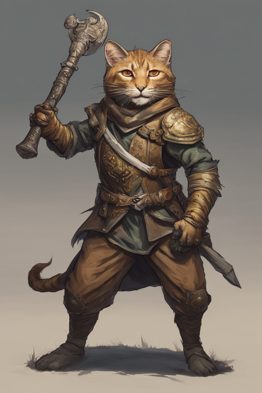 A-male-tabaxi-Cleric-scouts-through-the-forest with a mace-d... by King ...